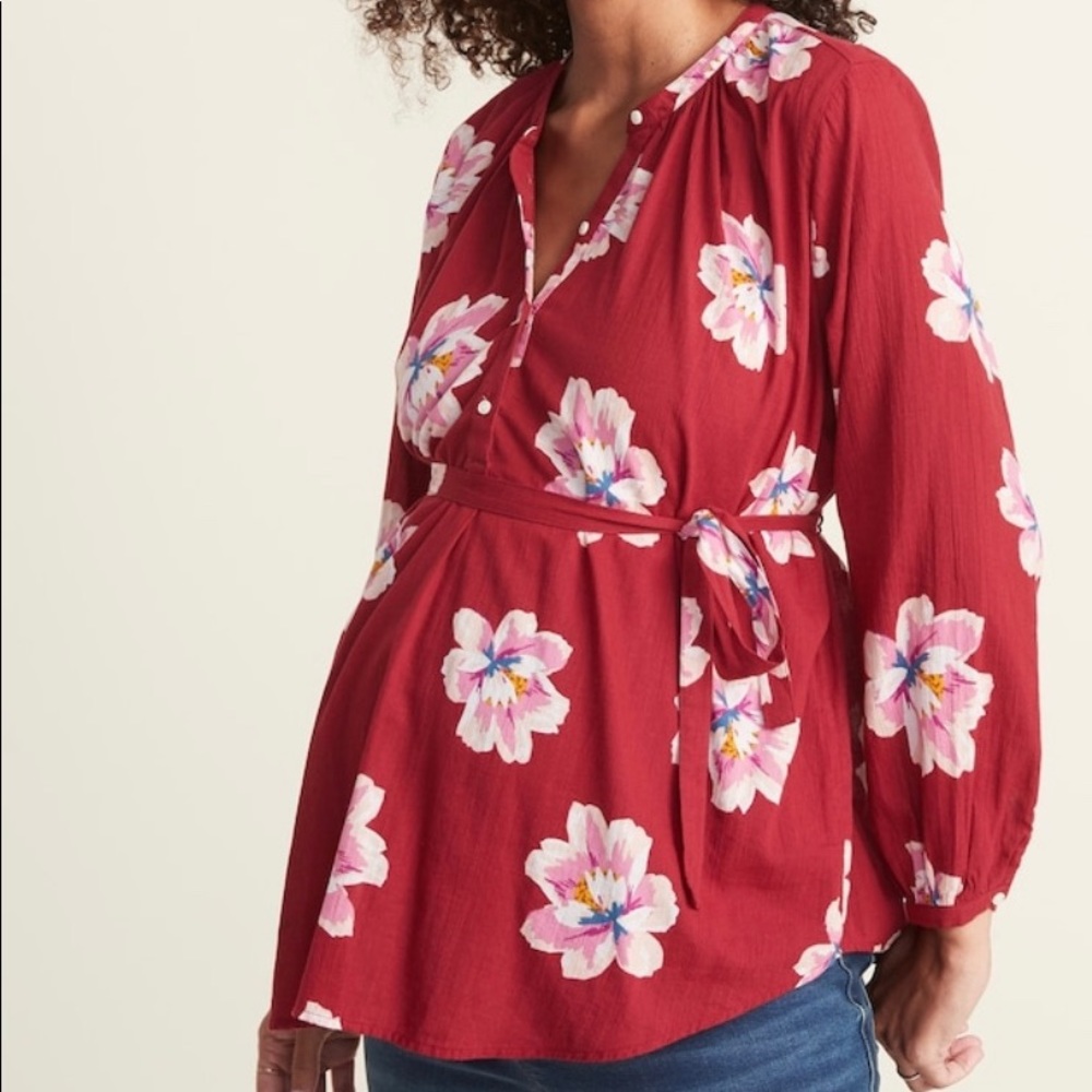 Floral gauze maternity top